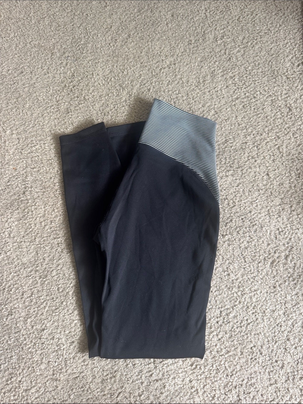 ZYIA Black Leggings with Striped Waistband